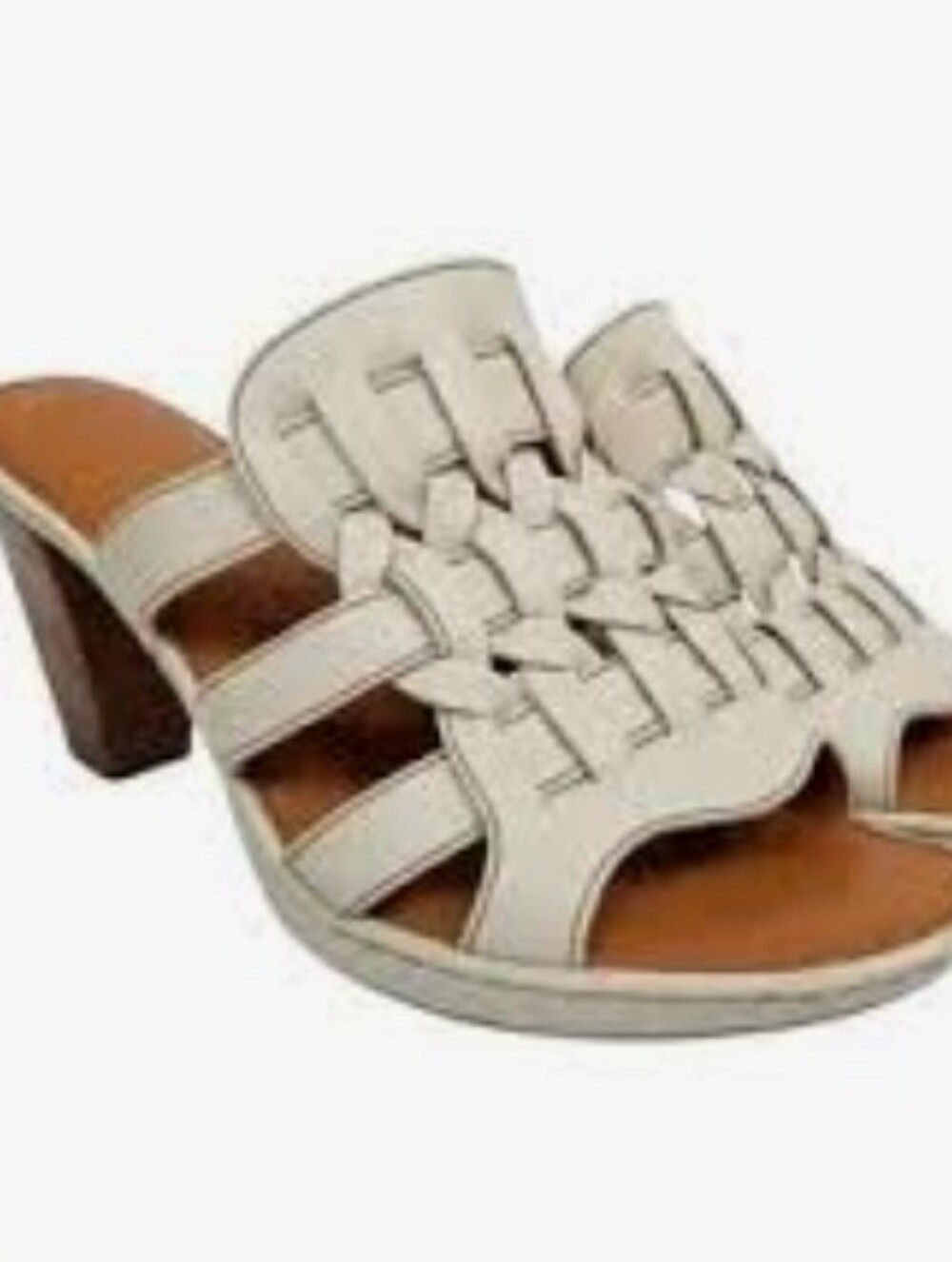 Born Women's Cream Woven Leather Slide Heels